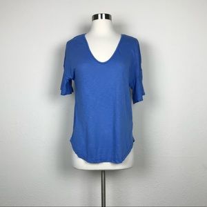 Splendid Blue T-shirt Flutter Sleeve V-neck Sz S